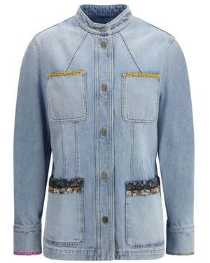 Valentino Denim Jacket With Embroidery - Blue
