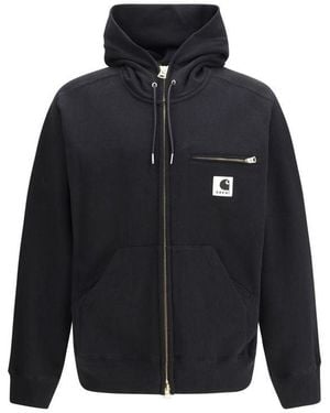 Sacai Black Cotton Sweatshirt - Blue