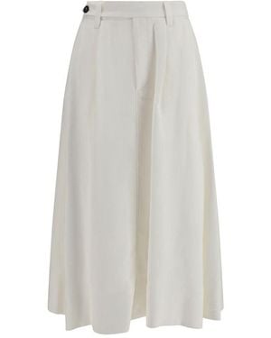 Brunello Cucinelli White Viscose Long Skirt - Gray