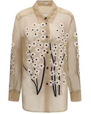 KHAITE Beige Silk Pattern Shirt - Natural