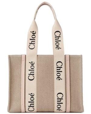 Chloé Beige Linen Tote Bag - Natural
