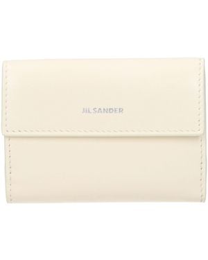 Jil Sander White Leather Wallet - Natural