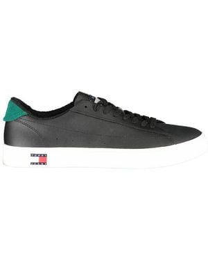 Tommy Hilfiger Black Leather Men Trainer