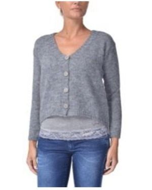 Gas Black Marabou Cardigan - Blue