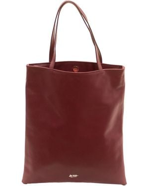 LA ROSE Leather Tote Bag Ivory - Red