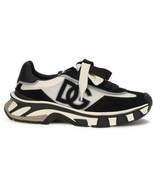 Dolce & Gabbana Black Calf Leather Bos Taurus Athletic Trainers