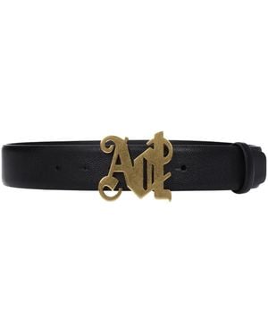 Palm Angels Logo Buckle Leather Belt - Black