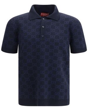 Gucci Blue Silk Polo Shirt