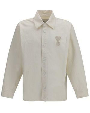 Ami Paris Beige Cotton Denim Jacket - Gray