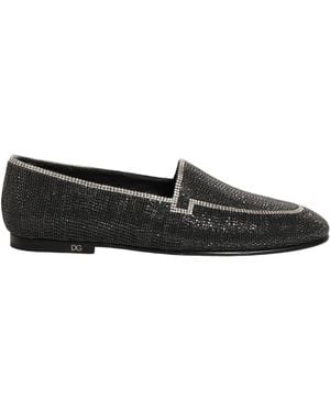 Dolce & Gabbana Embellished Velvet Loafers in Black for Men  display picture 1