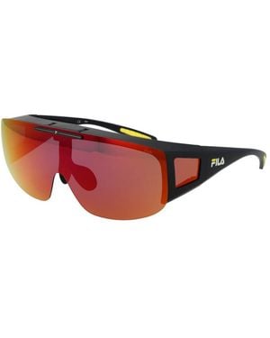Fila Black Plastic Sunglasses - Red