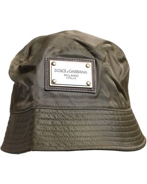 Dolce & Gabbana Brown Dg Plaque Wide Brim Bucket Hat - Green