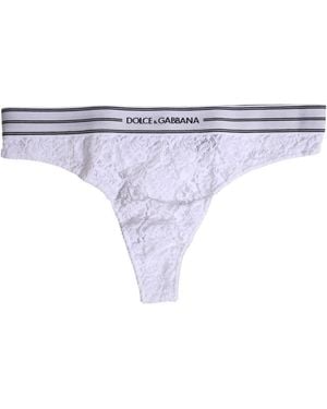 Dolce & Gabbana White Nylon Floral Lace Bottom Panty Underwear