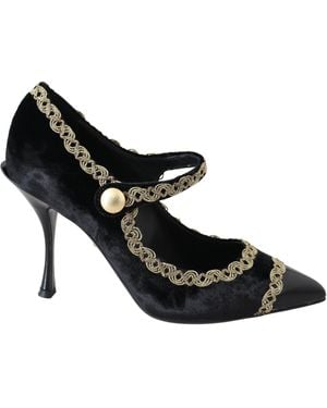 Dolce & Gabbana Velvet Mary Janes Court Shoes - Black
