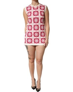 Dolce & Gabbana Brick Stitched Crochet Mini Dress - Red