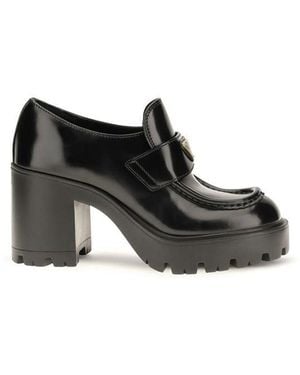 Prada Black Calf Leather Bos Taurus Platform Loafers