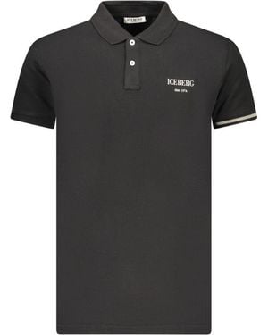 Iceberg Black Cotton Men Polo Shirt