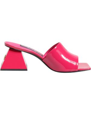 Dolce & Gabbana Pink Open Toe Block Heel Mules Sandals Shoes