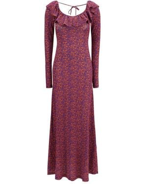 Kristina Ti Multicolour Viscose Casual Dress - Purple