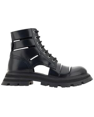 McQueen Black Calf Leather Bos Taurus Lace
