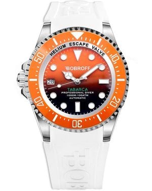 Bobroff White Rubber Watch - Orange
