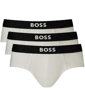 BOSS White Cotton Men's Brief - Black