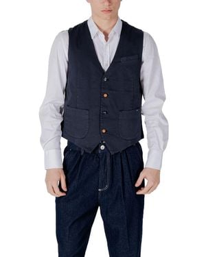 Gianni Lupo Blue Cotton Waistcoat