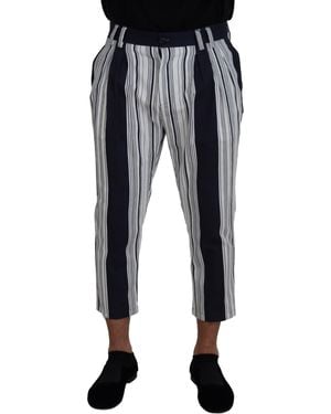 Dolce & Gabbana Elegant Striped Cotton Pants For - Black