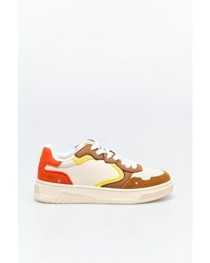 Scotch & Soda Multicolour Cowhide Low Top Trainers - White