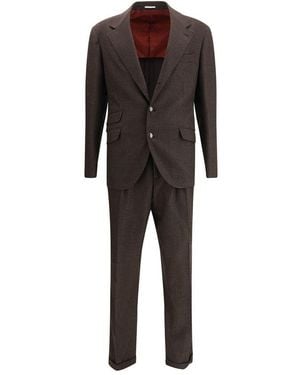 Brunello Cucinelli Prince Of Wales Men's Suit - Black