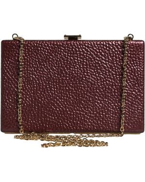Dolce & Gabbana Leather Clutch Evening Crossbody Bag - Purple
