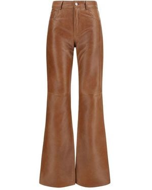 Haikure Brown Lambskin Flared Pants