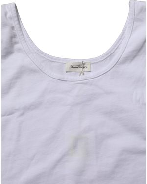 American Vintage White Cotton Round Neck Sleeveless Tank Top - Blue