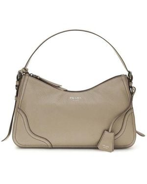 Prada Gray Calf Leather Bos Taurus Shoulder Bag - Multicolor