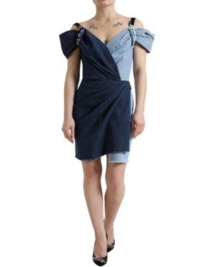 Dolce & Gabbana Chic Two Tone Denim Sheath Dress - Blue