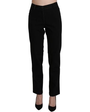 Bencivenga Black High Waist Straight Casual Trouser Pant