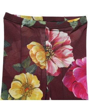 Dolce & Gabbana Maroon Floral Print Tights Sheer Stockings Socks - Purple