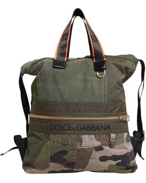 Dolce & Gabbana Military Green Patchwork Rucksack Backpack Bag