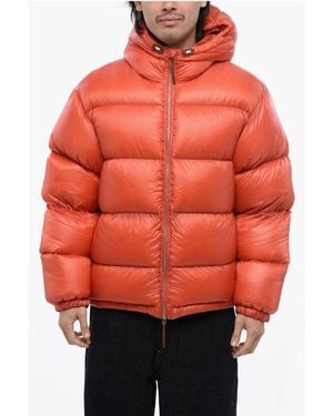 Jil Sander Rip-Stop Quilted Hooded Down Jacket - Red