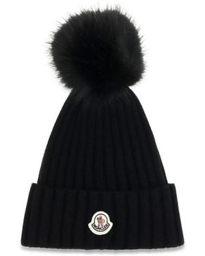 Moncler Black Wool Oves Aries Beanie