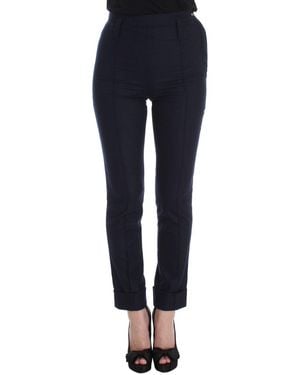 Ermanno Scervino Blue Virgin Wool Slim Fit Casual Pants