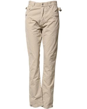 Daniele Alessandrini Beige Cotton Mid Waist Straight Men Denim Jeans - Natural