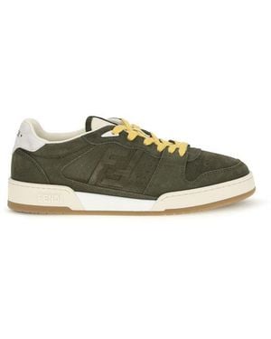 Fendi Bicolour Suede Leather Low Top Trainers - Green