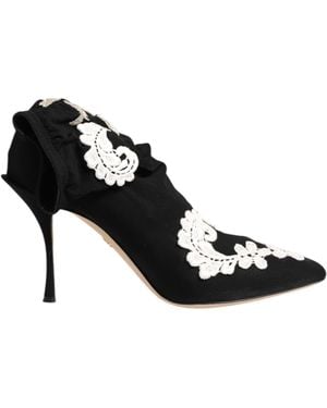 Dolce & Gabbana Black White Embroidered Jersey Stiletto Boots Shoes