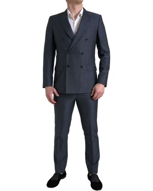 Dolce & Gabbana Elegant Silk Blend Martini Suit - Blue