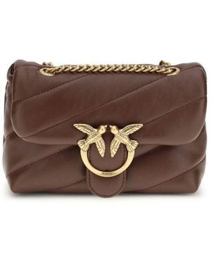 Pinko Calf Leather Bos Taurus Shoulder Bag - Brown