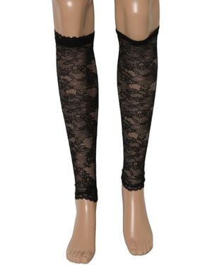 Dolce & Gabbana Black Floral Lace Nylon Stretch Knee Socks