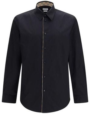 Burberry Black Cotton Dress Shirt - Blue
