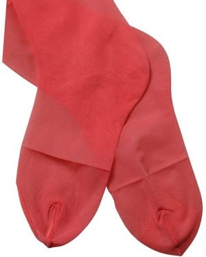 Dolce & Gabbana Red Nylon Mesh Sheer Calf Long Accessory Socks
