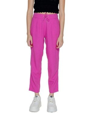 ONLY Multicolour Linen Casual Trousers - Pink